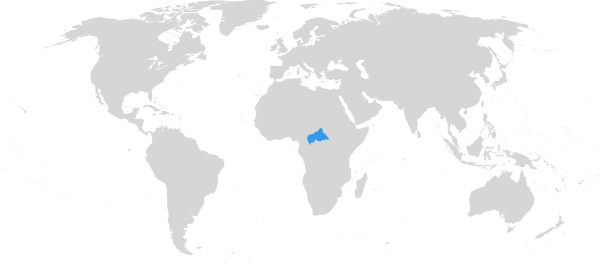 Zentralafrikanische Republik auf der Weltkarte