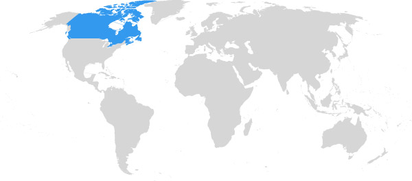 Kanada auf der Weltkarte