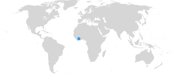 Elfenbeinküste auf der Weltkarte