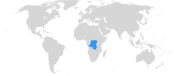 Demokratische Republik Kongo auf der Weltkarte