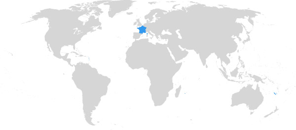 Frankreich auf der Weltkarte