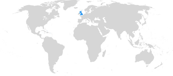 Großbritannien und Nordirland auf der Weltkarte