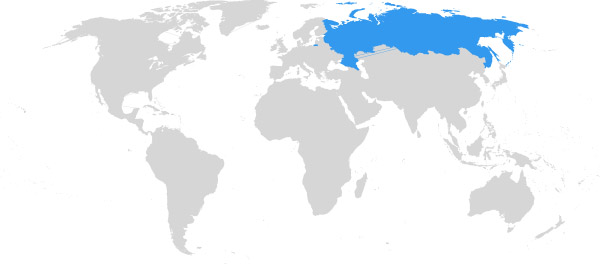 Russische Föderation auf der Weltkarte