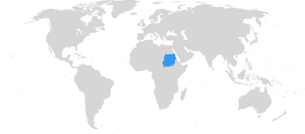Sudan auf der Weltkarte