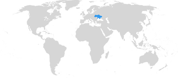 Ukraine auf der Weltkarte
